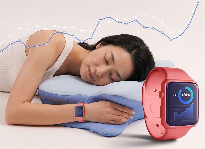 Derila ERGOで眠り、睡眠の記録を見る女性